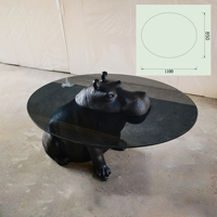 Table basse en verre en forme d'hippopotame de style animal minimal Table centrale moderne créative pour café salon hôtel