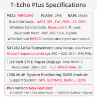 [Venta al por Mayor Personalizada] Terminal de Posicionamiento LILYGO T-Echo Plus NRF52840+LoRa+GNSS Multisistema, Pantalla de Papel Electrónico de 1.54 Pulgadas, Batería de Larga Duración de 2400 mAh
