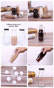 Bouteille en verre style <span class=keywords><strong>Starbucks</strong></span> de 320 ml et 420 ml, vide, pour lait frais, avec couvercle à vis en métal, impression de logo personnalisée, vente en gros - Product Image 4