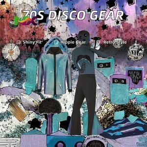 Costume d'Halloween Hippie <span class=keywords><strong>des</strong></span> années 1960-1970 pour Adultes Hommes, Tenue Brillante de <span class=keywords><strong>Chanteur</strong></span> Disco, Pantalon Patte d'Éléphant Évasé en Polyester - Product Image 2