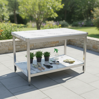Table de travail compacte en acier inoxydable poli, capacité de charge 300 kg/m, petite table pliante pour cuisine domestique ou snack-bar