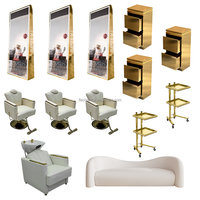 Ensemble Complet de Mobilier et Équipement de Salon de Coiffure et de Beauté Moderne en Acier Inoxydable
