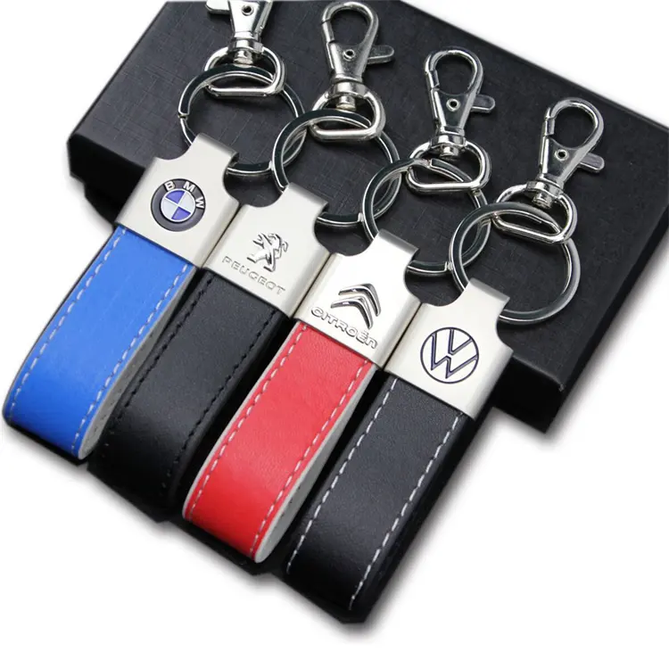Personalised custom blank metal car keychain key holder luxury leather keychain