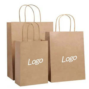 Sacs de shopping en papier kraft biodégradable avec logo personnalisé, sacs cadeaux écologiques marron, emballage recyclable - Product Image 1