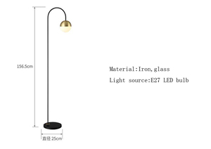 Lampe sur pied LED de style nordique postmoderne, <span class=keywords><strong>boule</strong></span> ronde en verre moderne avec corps en aluminium, abat-jour en métal, lampe sur pied pour la décoration de la maison - Product Image 4