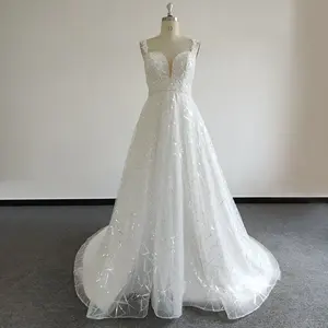 Super hochwertige echte Foto maßge schneiderte Plus Size Brautkleider eine Linie Schweiß Herz Hals Braut Brautkleider