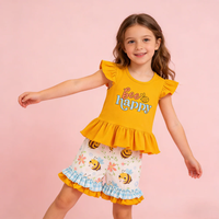 Ensemble deux pièces décontracté printemps-été pour bébé fille : haut à volants à manches courtes et short, motif animalier personnalisé