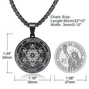 GIVELUCK Pendentif religieux chrétien en acier inoxydable plaqué or 18 carats, Cube <span class=keywords><strong>de</strong></span> <span class=keywords><strong>Metatron</strong></span>, géométrie sacrée, archange, ange, pour homme - Product Image 3