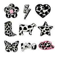 Accessoires de Style Cowboy Occidental Bottes Étoiles à Imprimé Léopard Noir et Blanc Chapeaux et Patch Coeur Patchs Appliques Brodés