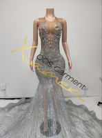 Robes de bal tendance Ocstrade, luxueuses, en strass, en tissu brillant transparent à mailles foncées, robes de bal élégantes 2024
