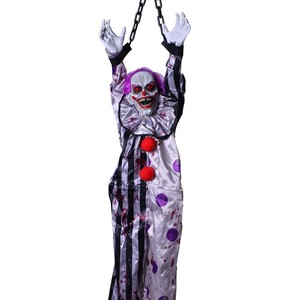 DAMAI Halloween Hanging Shaking Scary Clown with Light Red Eyes Sound Touch Activated for Halloween Outdoor Yard Decor Prop - Product Image 6