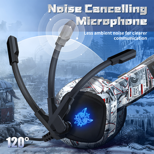 Auriculares para juegos con cable ONIKUMA K19 Camouflage, auriculares deportivos con graves y diodos emisores de luz de colores, adecuados para DJ y viajes. - Product Image 2
