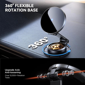 Caricatore Wireless per Auto a Rotazione Bilaterale da 15W con Supporto per Cruscotto per <span class=keywords><strong>iPhone</strong></span> 17/16/15/14/<span class=keywords><strong>13</strong></span> <span class=keywords><strong>Pro</strong></span> <span class=keywords><strong>Max</strong></span> Plus (Argento Metallico) - Product Image 4