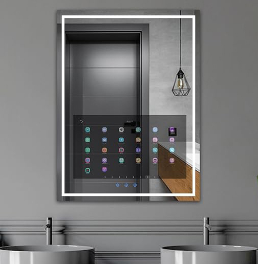 Factory Direct Touch Screen Interactive Rectangle Wall Mirror Ai Mirror Smart Mirror Bluetooth Voice Control Android System