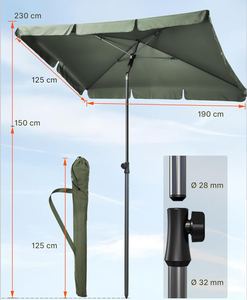 Outdoor Patio <strong>Balcony</strong> <strong>Parasol</strong> Adjustable Sunshade <strong>Parasols</strong> Rectangular Waterproof Umbrellas for Outdoor Garden Beach - Product Image 6