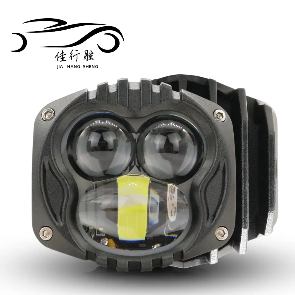 JHS high power car accessories Spotlight white yellow dual color laser 35w LED Motorcycle lights for truck universal car