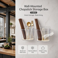 Boîte à baguettes en plastique doré de petite taille pour la cuisine, support mural pour vaisselle, conteneur de qualité alimentaire avec drainage