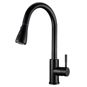 Hot Selling Modern Single Handle Ceramic Stainless Steel Black Kitchen Faucet Pull-Out Spray One-Key Water Stop Single Hole - Product Image 2