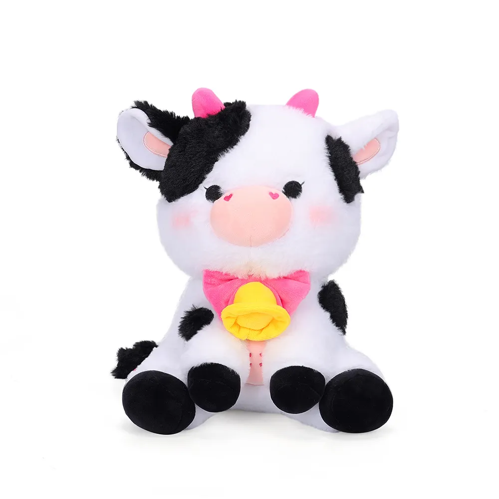 Hot Selling plush toys cute stuffed animals cow with bow tie stuffed animal