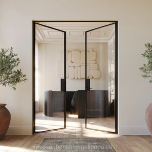 Porta in Alluminio <span class=keywords><strong>di</strong></span> Alta Qualità con Isolamento Acustico, <span class=keywords><strong>Telaio</strong></span> in Alluminio e Vetro Temperato per Interni, Porta a Battente in Vetro per Soggiorno - Product Image 1