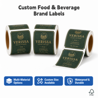 Étiquettes adhésives pour bouteilles de boissons, vin et spiritueux, en papier texturé imperméable, avec estampage holographique doré de luxe personnalisé TEDDY