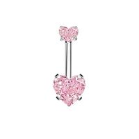 Anneau de nombril en zircon rose, bijoux de piercing en acier inoxydable, bijoux de corps pour femme, pendentif en zircon CZ, bijoux de mariage, fabricant