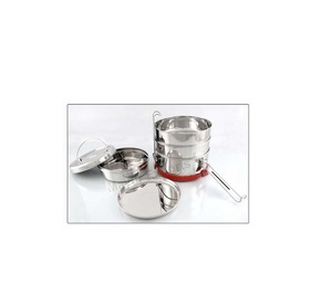 Contenedor de Alimentos Ecológico de Acero Inoxidable Brillante, Hermético, de 2 Capas, con Tapas de Silicona para Conservación de Frescura, Capacidad de 5 kg - Product Image 1