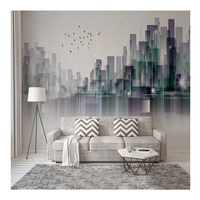 Papier peint mural urbain amovible sur mesure, motif abstrait moderne de l'horizon de la ville, papier peint 3D pour la maison