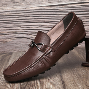 Mocassins en cuir véritable noir à bout rond, chaussures décontractées pour hommes, semelle intermédiaire confortable en EVA, semelle extérieure en caoutchouc, toutes saisons - Product Image 2