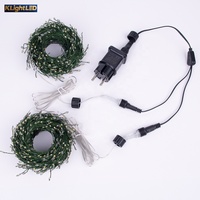 Feuerwerkslichterkette mit Kupferdraht, Grün, Warmweiß, Kaltweiß, Weihnachtsbaumbeleuchtung, Steckerfertig, 3000 LEDs, Dauerlicht mit Blinkfunktion
