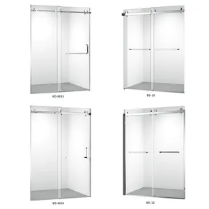 Baide - Tela de chuveiro de vidro sem moldura para banheiro, porta de chuveiro vertical transparente e temperada, com design moderno