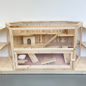 Gabbia per Criceti <span class=keywords><strong>in</strong></span> Legno Extra Large con Vassoio Scorrevole, Tetto Apribile, Rampa Larga, Ruota da Corsa, Habitat Naturale per Ratti, Topi e Piccoli Animali Domestici - Product Image 4