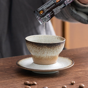Ensemble de tasses et soucoupes à <span class=keywords><strong>expresso</strong></span> et matcha en céramique rétro vintage jetables, compatibles lave-vaisselle et micro-ondes, option logo personnalisé, cadeaux - Product Image 3