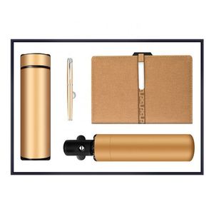 Cadeau d'entreprise de luxe promotionnel personnalisé avec logo pour clients VIP : Parapluie, Bouteille isotherme, Carnet en PU rigide, Stylo - Product Image 2