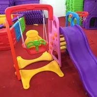 Kapalı yüksek kaliteli güvenlik plastik çocuk slaytları, salıncak ve basketbol seti