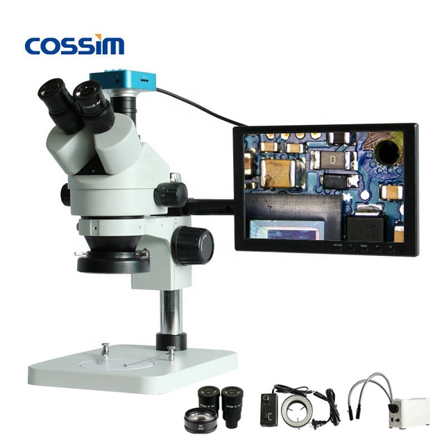 10.1" 7X~45X Industrial Trinocular LCD Digital Stereo Microscope Industrial Electron Repairing Microscope With LED for PCB