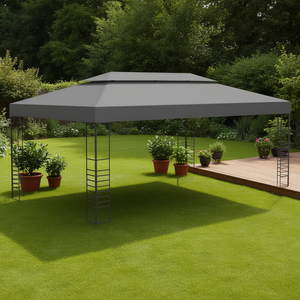Pergola de jardin anthracite 118,1x236,2 po avec auvent premium, structure en aluminium et couverture textile - Product Image 2