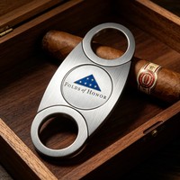 Briquet L9Go en acier Damas avec support, coupe-cigares en bois personnalisé avec logo, et marqueur de balle de golf