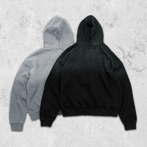 Luxe cher en détresse lavé sweats à capuche poids <span class=keywords><strong>lourd</strong></span> surdimensionné Boxy recadrée sweat hommes personnalisé bouffée impression à capuche 400gsm - Product Image 2
