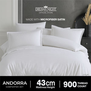 Juego de edredón Andorra Queen Solid de 5 piezas | Ropa de cama de satén de microfibra 900TC | Fundas De Almohada suaves y duraderas resistentes a las arrugas - Product Image 2