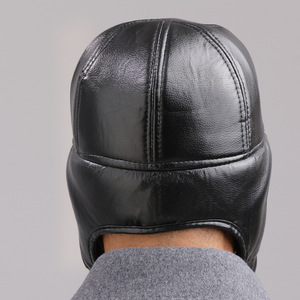 Chapeau d'hiver Lei Feng pour hommes, noir, doublé de polaire, chaud, coupe-vent, protection des oreilles, pour les personnes âgées et les pères - Product Image 2