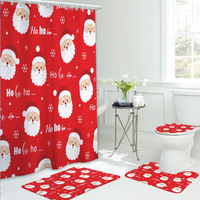Ensemble de rideaux de douche 3D imprimés avec le visage du Père Noël, imperméables, vente en gros d'usine, avec tapis