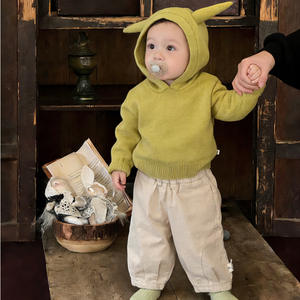 <span class=keywords><strong>Pull</strong></span> tricoté ample à capuche longues oreilles pour bébés, teint en pièce, collection Printemps 2026, pour garçons et filles, style mignon et tendance - Product Image 1