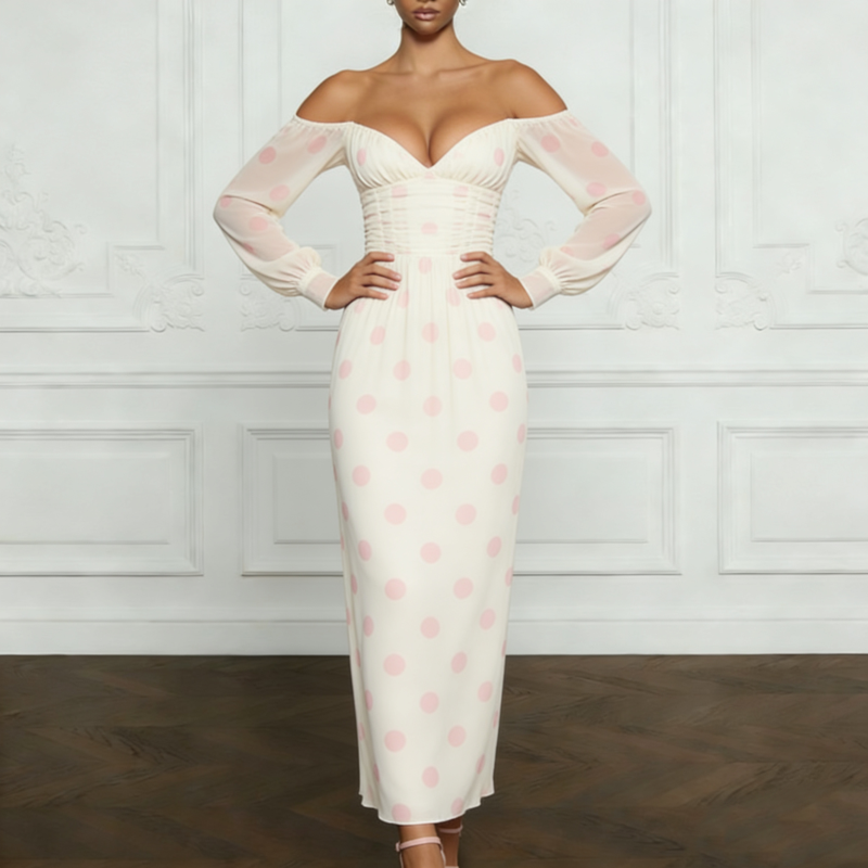 Wholesale Cream Chiffon Dress Two-Tone Color & Lantern Sleeves | Alibaba.com