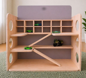 Organizzatore Ecologico per Bambini 1-4 Anni, Moderno Garage Porta Giocattoli in Legno con 5 Ripiani Pieghevoli - Product Image 6