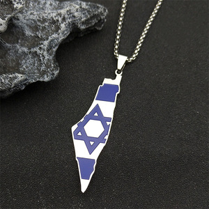 크로스 보더 레트로 이스라엘 팔레스타인 스테인레스 스틸 펜던트 목걸이 지르콘 남성용 신제품 이우 액세서리 커플 - Product Image 6