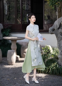 Nouveau style chinois moderne amélioré Cheongsam traditionnel chinois minorité Design respirant ample longue robe pour femmes pour décontracté - Product Image 3