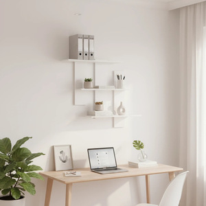Estante de pared de 3 niveles rectangular para sala de estar, almacenamiento de libros y organización - Product Image 2