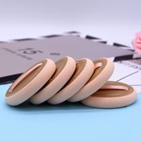 Aplicador de Maquillaje, Borla de Polvo de Látex y Cuero Prensado, Formas Redondas y Ovaladas, Borla de Polvo Fijador No Lavable