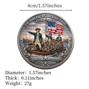 Pièce de monnaie commémorative du 250e anniversaire de l'indépendance américaine, artisanat métallique, décoration historique, souvenir patriotique - Product Image 4